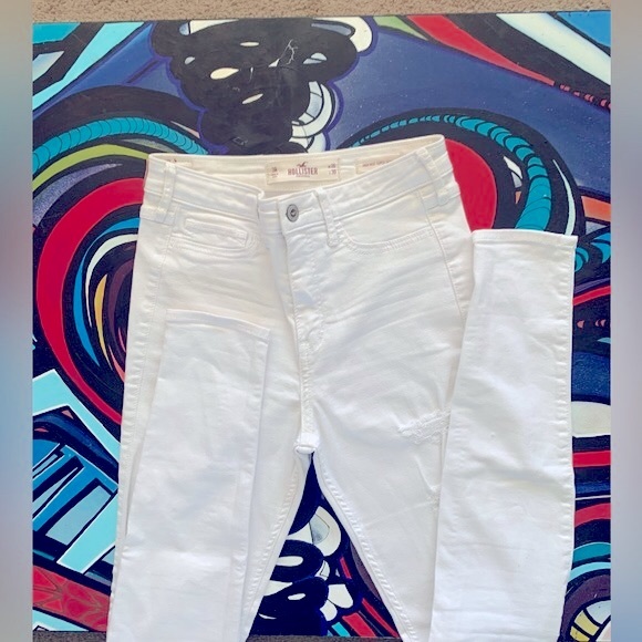 HOLLISTER High Rise Super Skinny Jeans distressed white denim SZ 26W 30L - Picture 11 of 14